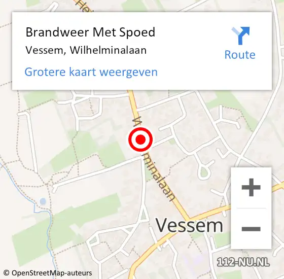 Locatie op kaart van de 112 melding: Brandweer Met Spoed Naar Vessem, Wilhelminalaan op 10 maart 2019 15:56