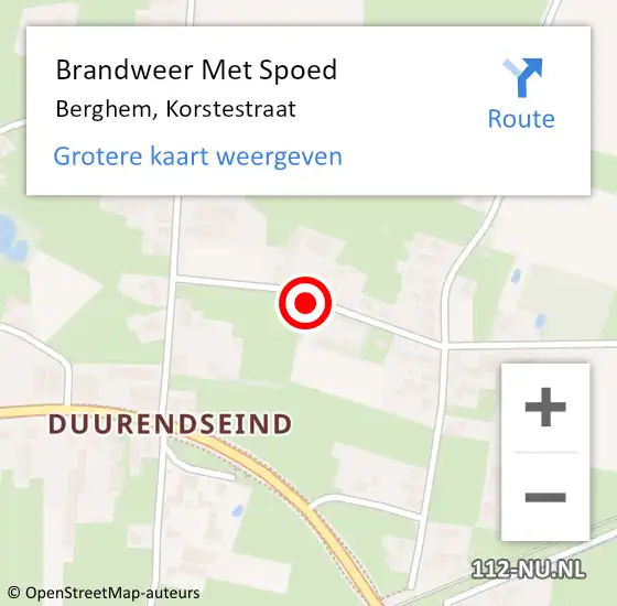 Locatie op kaart van de 112 melding: Brandweer Met Spoed Naar Berghem, Korstestraat op 10 maart 2019 15:56