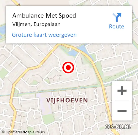 Locatie op kaart van de 112 melding: Ambulance Met Spoed Naar Vlijmen, Europalaan op 10 maart 2019 15:59