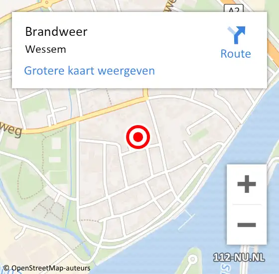 Locatie op kaart van de 112 melding: Brandweer Wessem op 10 maart 2019 16:01