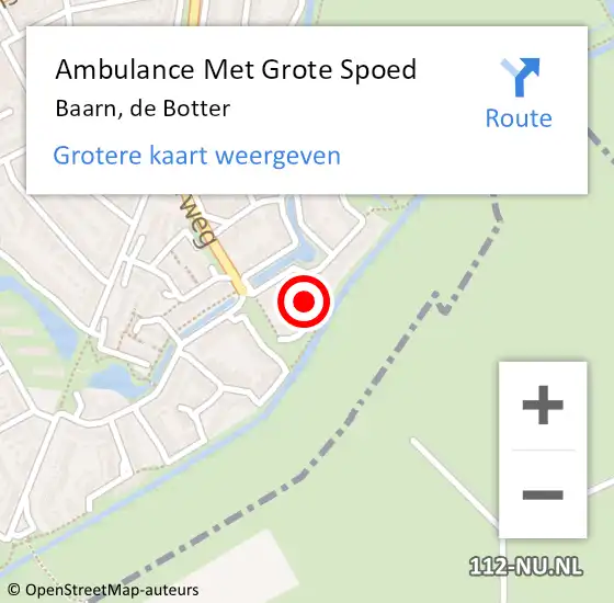 Locatie op kaart van de 112 melding: Ambulance Met Grote Spoed Naar Baarn, de Botter op 25 maart 2014 23:33