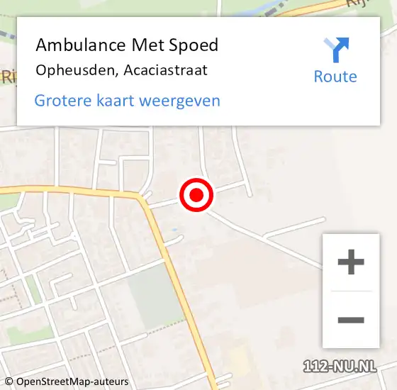 Locatie op kaart van de 112 melding: Ambulance Met Spoed Naar Opheusden, Acaciastraat op 10 maart 2019 16:07