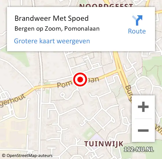 Locatie op kaart van de 112 melding: Brandweer Met Spoed Naar Bergen op Zoom, Pomonalaan op 10 maart 2019 16:19