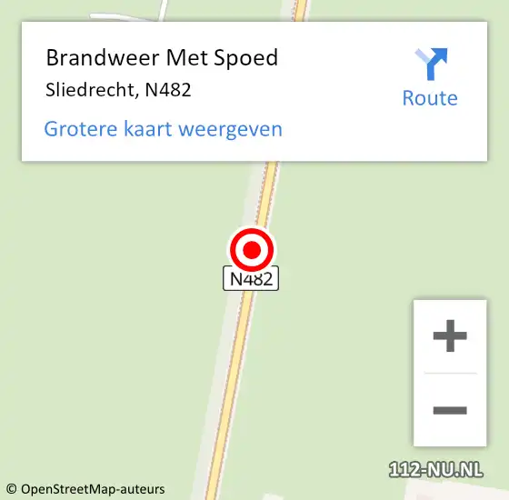 Locatie op kaart van de 112 melding: Brandweer Met Spoed Naar Sliedrecht, N482 op 10 maart 2019 16:28