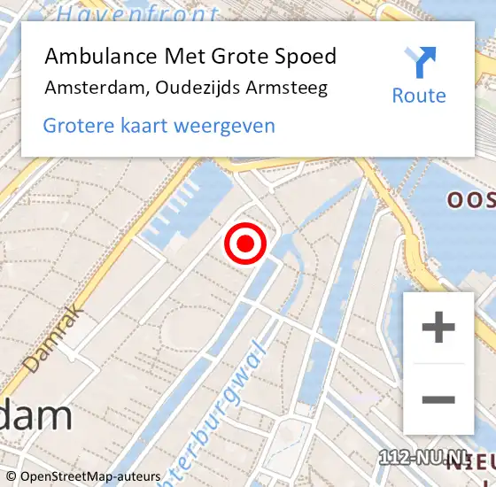 Locatie op kaart van de 112 melding: Ambulance Met Grote Spoed Naar Amsterdam, Oudezijds Armsteeg op 10 maart 2019 17:03
