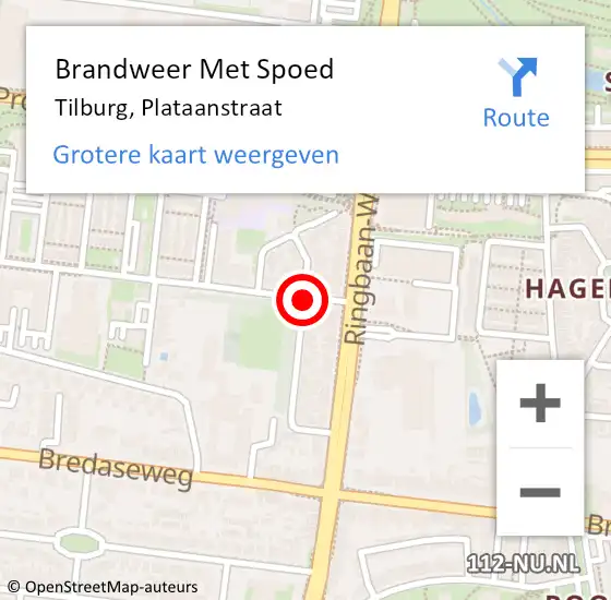 Locatie op kaart van de 112 melding: Brandweer Met Spoed Naar Tilburg, Plataanstraat op 10 maart 2019 17:22