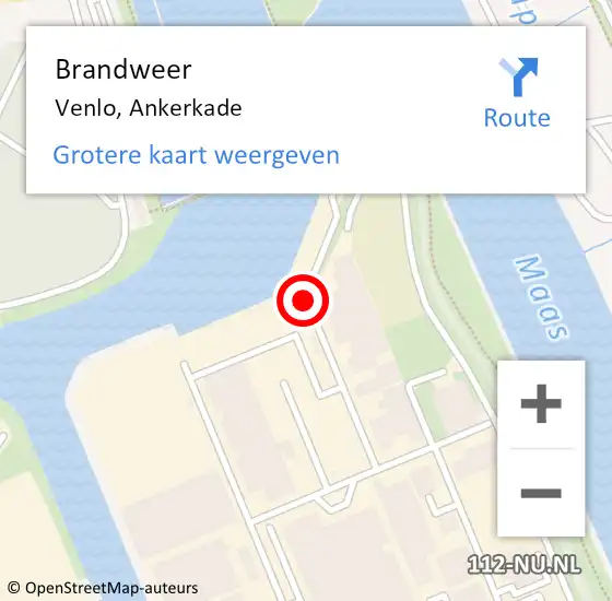 Locatie op kaart van de 112 melding: Brandweer Venlo, Ankerkade op 10 maart 2019 17:38