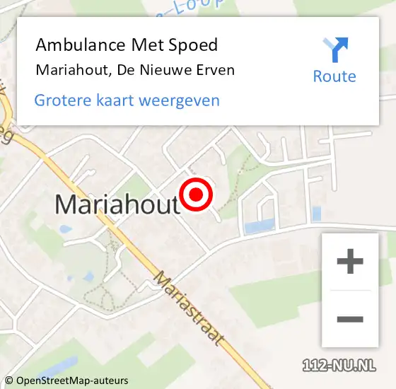 Locatie op kaart van de 112 melding: Ambulance Met Spoed Naar Mariahout, De Nieuwe Erven op 10 maart 2019 17:58