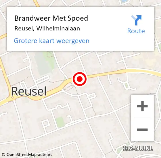 Locatie op kaart van de 112 melding: Brandweer Met Spoed Naar Reusel, Wilhelminalaan op 10 maart 2019 18:03