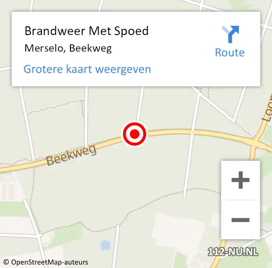 Locatie op kaart van de 112 melding: Brandweer Met Spoed Naar Merselo, Beekweg op 10 maart 2019 18:47