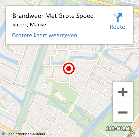 Locatie op kaart van de 112 melding: Brandweer Met Grote Spoed Naar Sneek, Mansel op 10 maart 2019 19:08