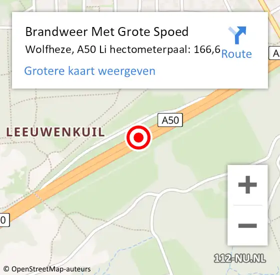 Locatie op kaart van de 112 melding: Brandweer Met Grote Spoed Naar Wolfheze, A50 Re hectometerpaal: 166,3 op 10 maart 2019 19:40