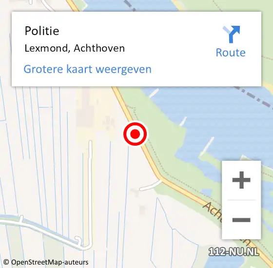 Locatie op kaart van de 112 melding: Politie Lexmond, Achthoven op 10 maart 2019 19:59