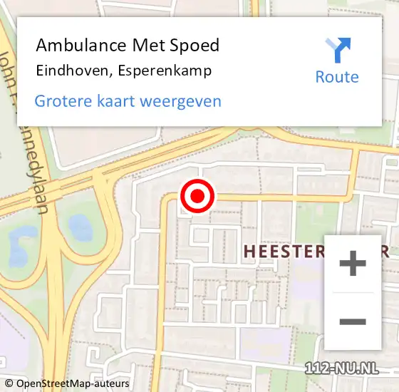 Locatie op kaart van de 112 melding: Ambulance Met Spoed Naar Eindhoven, Esperenkamp op 10 maart 2019 20:21