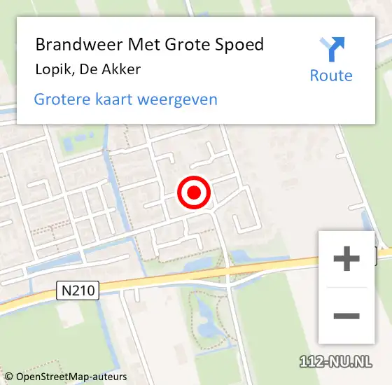 Locatie op kaart van de 112 melding: Brandweer Met Grote Spoed Naar Lopik, De Akker op 10 maart 2019 20:21