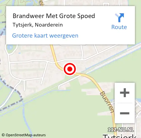 Locatie op kaart van de 112 melding: Brandweer Met Grote Spoed Naar Tytsjerk, Noarderein op 26 maart 2014 01:27