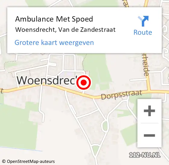 Locatie op kaart van de 112 melding: Ambulance Met Spoed Naar Woensdrecht, Van de Zandestraat op 11 maart 2019 01:36