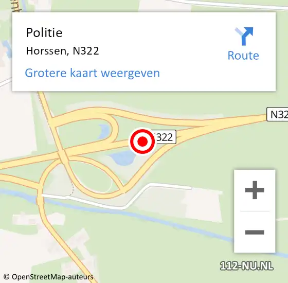 Locatie op kaart van de 112 melding: Politie Horssen, N322 op 11 maart 2019 06:41