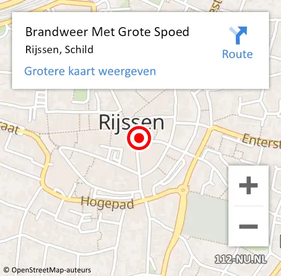 Locatie op kaart van de 112 melding: Brandweer Met Grote Spoed Naar Rijssen, Schild op 11 maart 2019 07:24