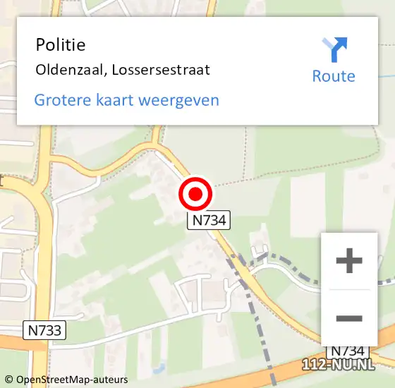 Locatie op kaart van de 112 melding: Politie Oldenzaal, Lossersestraat op 11 maart 2019 08:13