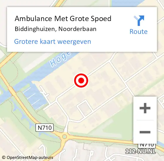 Locatie op kaart van de 112 melding: Ambulance Met Grote Spoed Naar Biddinghuizen, Noorderbaan op 11 maart 2019 09:37