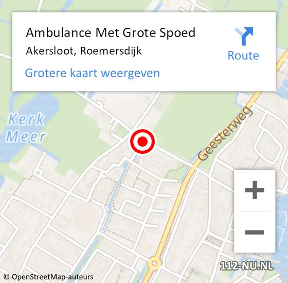 Locatie op kaart van de 112 melding: Ambulance Met Grote Spoed Naar Akersloot, Roemersdijk op 11 maart 2019 10:16