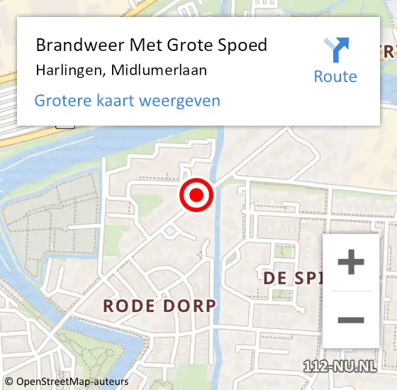 Locatie op kaart van de 112 melding: Brandweer Met Grote Spoed Naar Harlingen, Midlumerlaan op 11 maart 2019 10:17