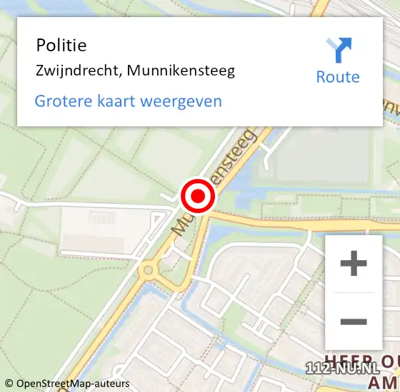 Locatie op kaart van de 112 melding: Politie Zwijndrecht, Munnikensteeg op 11 maart 2019 10:32