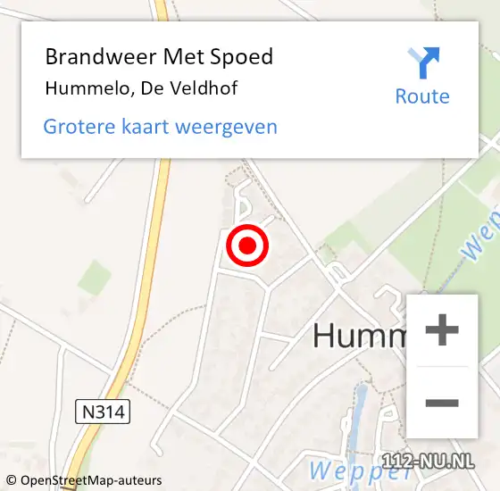 Locatie op kaart van de 112 melding: Brandweer Met Spoed Naar Hummelo, De Veldhof op 26 maart 2014 03:34