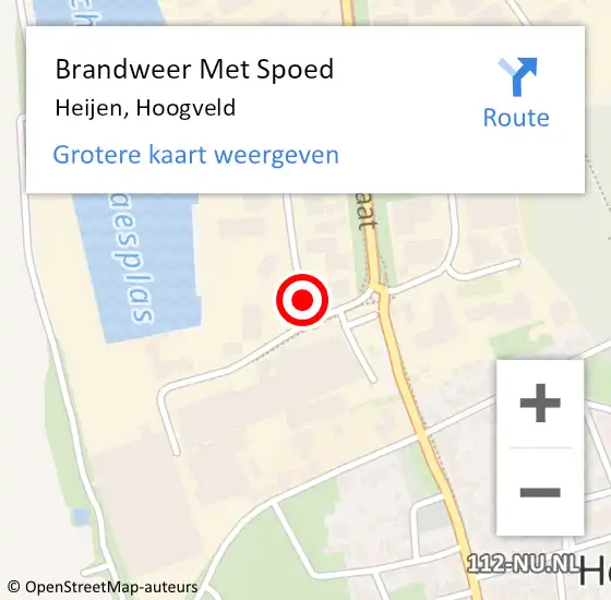 Locatie op kaart van de 112 melding: Brandweer Met Spoed Naar Heijen, Hoogveld op 11 maart 2019 11:07