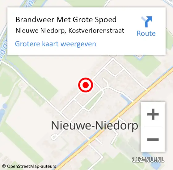 Locatie op kaart van de 112 melding: Brandweer Met Grote Spoed Naar Nieuwe Niedorp, Kostverlorenstraat op 11 maart 2019 11:36