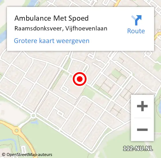 Locatie op kaart van de 112 melding: Ambulance Met Spoed Naar Raamsdonksveer, Vijfhoevenlaan op 11 maart 2019 11:49