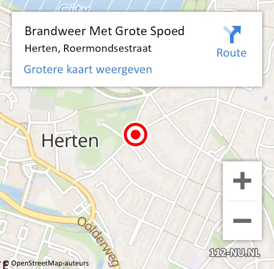 Locatie op kaart van de 112 melding: Brandweer Met Grote Spoed Naar Herten, Roermondsestraat op 11 maart 2019 11:58