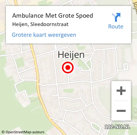 Locatie op kaart van de 112 melding: Ambulance Met Grote Spoed Naar Heijen, Sleedoornstraat op 11 maart 2019 12:19