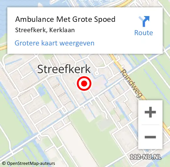 Locatie op kaart van de 112 melding: Ambulance Met Grote Spoed Naar Streefkerk, Kerklaan op 11 maart 2019 12:19