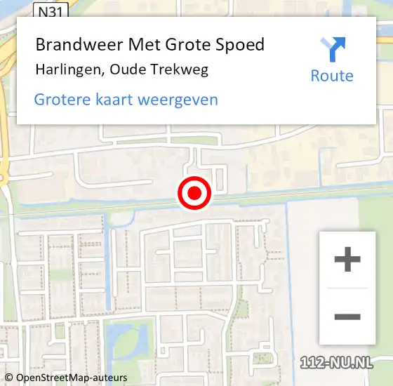 Locatie op kaart van de 112 melding: Brandweer Met Grote Spoed Naar Harlingen, Oude Trekweg op 11 maart 2019 13:06