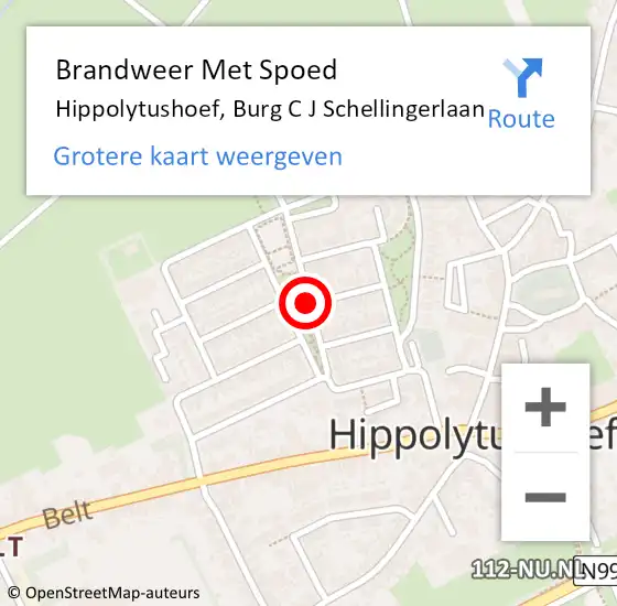 Locatie op kaart van de 112 melding: Brandweer Met Spoed Naar Hippolytushoef, Burg C J Schellingerlaan op 11 maart 2019 13:29