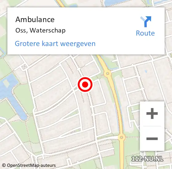 Locatie op kaart van de 112 melding: Ambulance Oss, Waterschap op 11 maart 2019 13:37