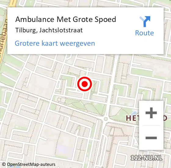 Locatie op kaart van de 112 melding: Ambulance Met Grote Spoed Naar Tilburg, Jachtslotstraat op 11 maart 2019 14:23