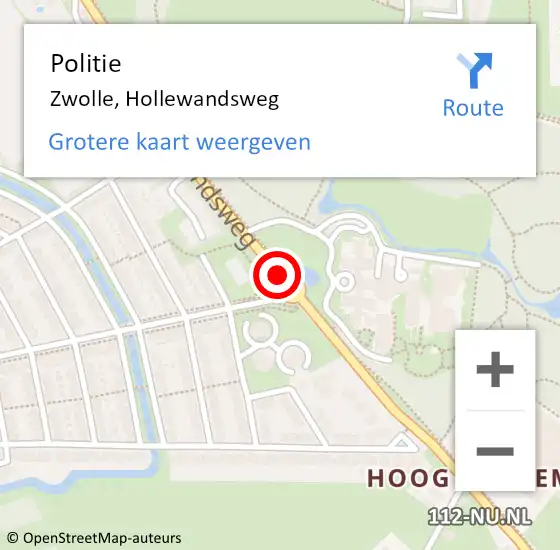 Locatie op kaart van de 112 melding: Politie Zwolle, Hollewandsweg op 11 maart 2019 14:25