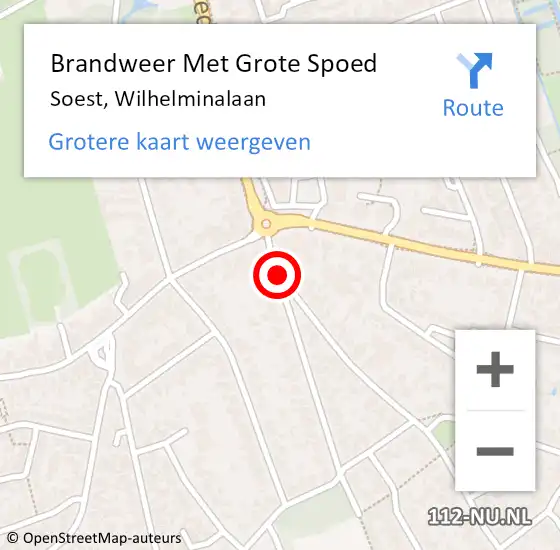 Locatie op kaart van de 112 melding: Brandweer Met Grote Spoed Naar Soest, Wilhelminalaan op 11 maart 2019 14:51