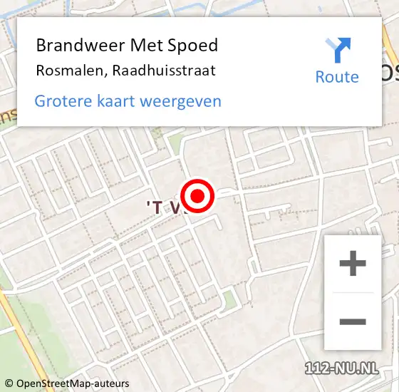 Locatie op kaart van de 112 melding: Brandweer Met Spoed Naar Rosmalen, Raadhuisstraat op 11 maart 2019 15:52