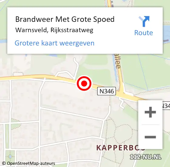 Locatie op kaart van de 112 melding: Brandweer Met Grote Spoed Naar Warnsveld, Rijksstraatweg op 11 maart 2019 15:59