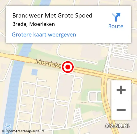 Locatie op kaart van de 112 melding: Brandweer Met Grote Spoed Naar Breda, Moerlaken op 11 maart 2019 16:38
