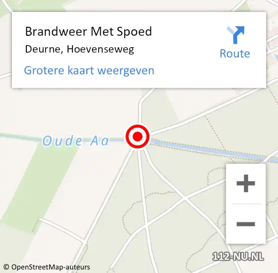 Locatie op kaart van de 112 melding: Brandweer Met Spoed Naar Deurne, Hoevenseweg op 11 maart 2019 17:06