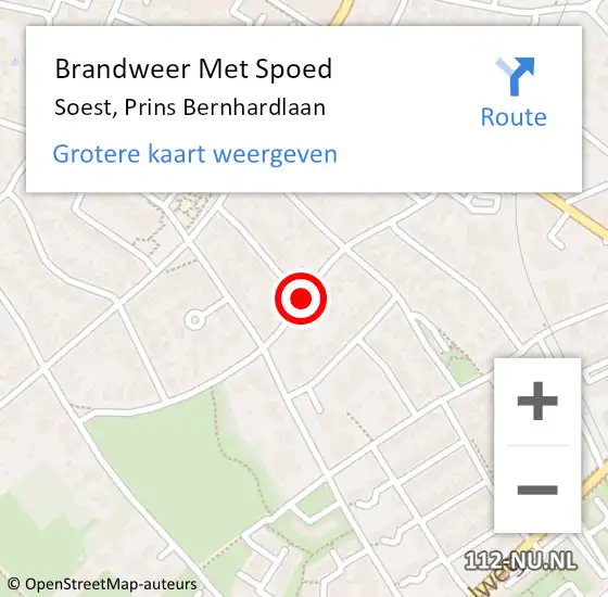 Locatie op kaart van de 112 melding: Brandweer Met Spoed Naar Soest, Prins Bernhardlaan op 11 maart 2019 17:43