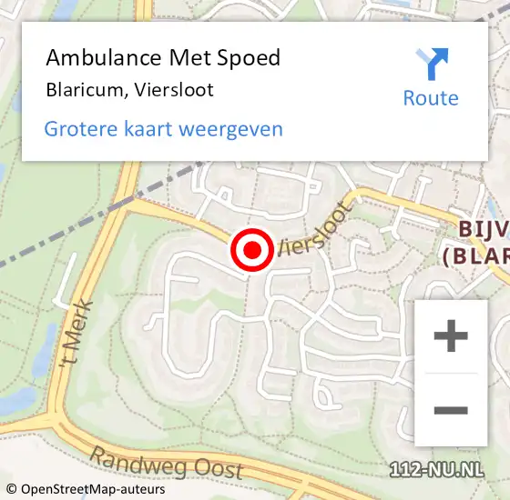 Locatie op kaart van de 112 melding: Ambulance Met Spoed Naar Blaricum, Viersloot op 26 maart 2014 06:57