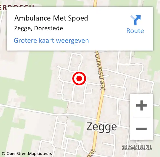 Locatie op kaart van de 112 melding: Ambulance Met Spoed Naar Zegge, Dorestede op 11 maart 2019 18:48