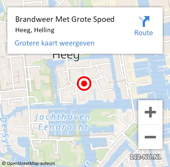 Locatie op kaart van de 112 melding: Brandweer Met Grote Spoed Naar Heeg, Helling op 11 maart 2019 18:54