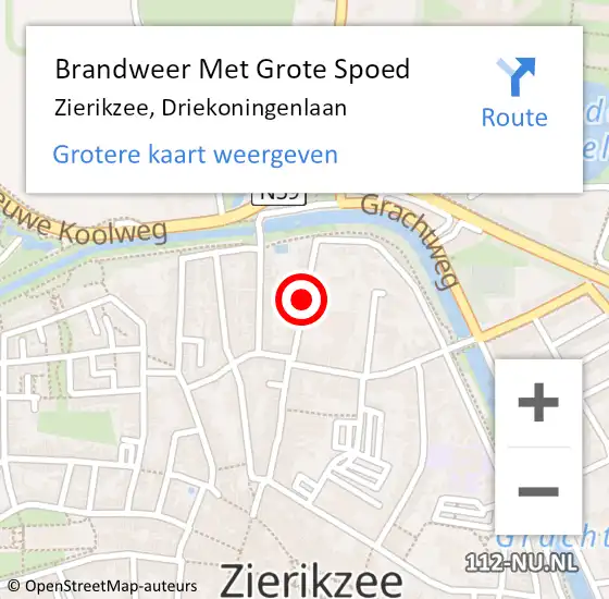 Locatie op kaart van de 112 melding: Brandweer Met Grote Spoed Naar Zierikzee, Driekoningenlaan op 11 maart 2019 18:57